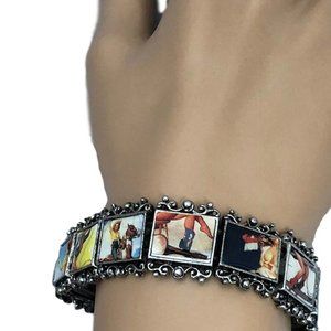 Cowgirl Western Theme Tile Stretchable Bracelet